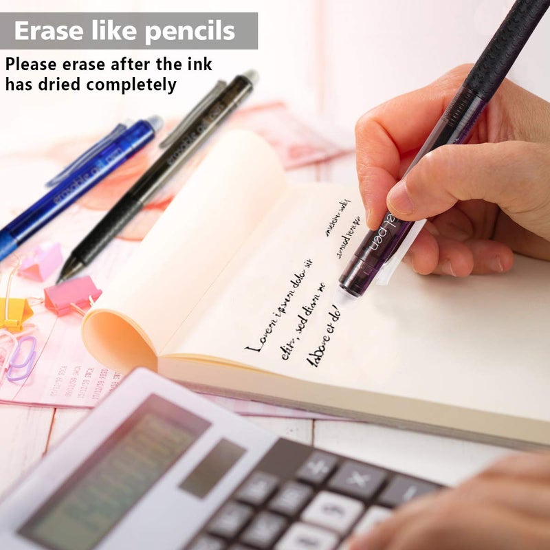 Lineon Erasable Gel Pens, 15 Pack Retractable Erasable Pens Clicker, Fine Point, Make Mistakes Disappear, 8 Black 7 Blue Inks for Writing Planner and Crossword Puzzlesâ€¦ - Image 4